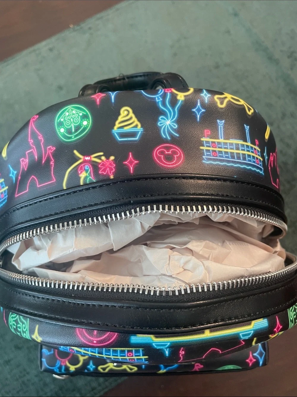 Disney Parks Neon Attraction Icons Mini Loungefly Backpack